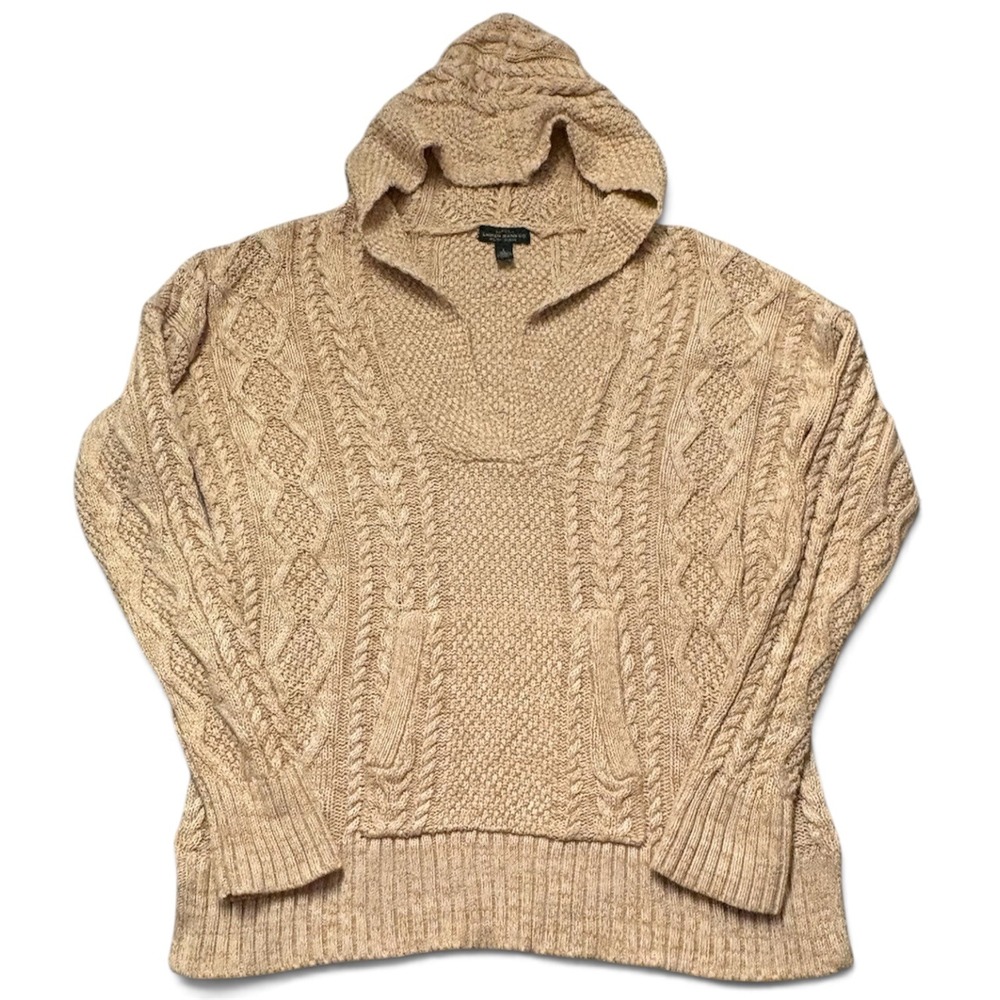 Vintage Lauren Ralph Lauren Cable Knit Hoodie Sweater Cotton Pullover Large